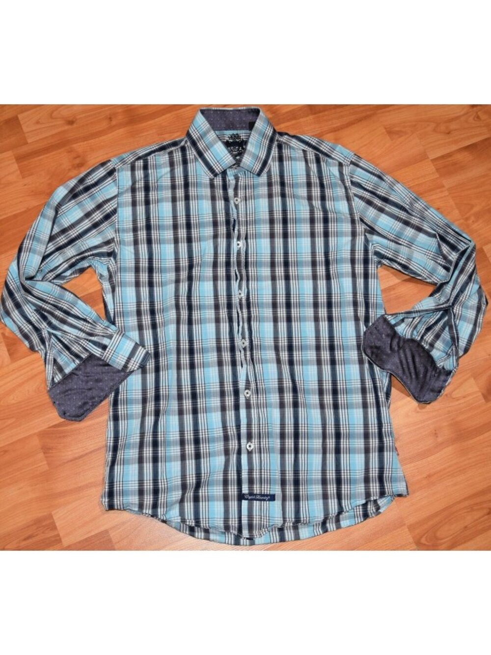 English Laundry Men's Sz 15.5 32/33 Blue Button-Front Shirt
